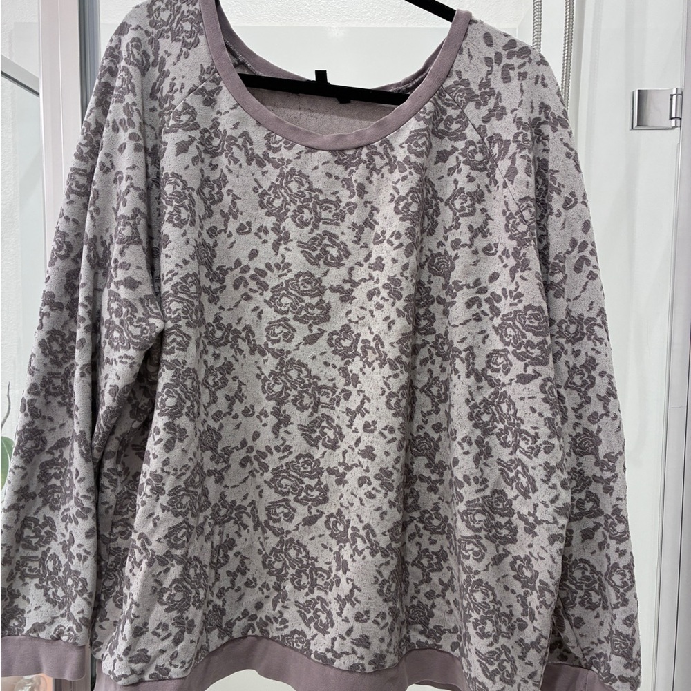BB Dakota Gray and Purple Floral Sweatshirt